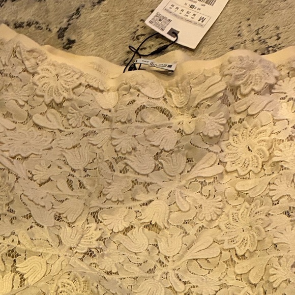 Zara NWT cream full length crochet floral pants 5070/622 - Picture 3 of 4